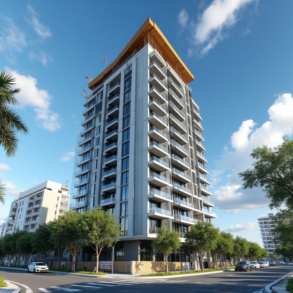 Urban construction development in San Juan, Argentina showing modern residential buildings