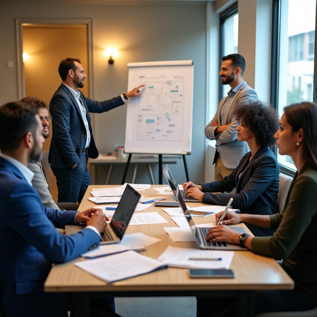 Taller educativo sobre conceptos financieros en un entorno profesional